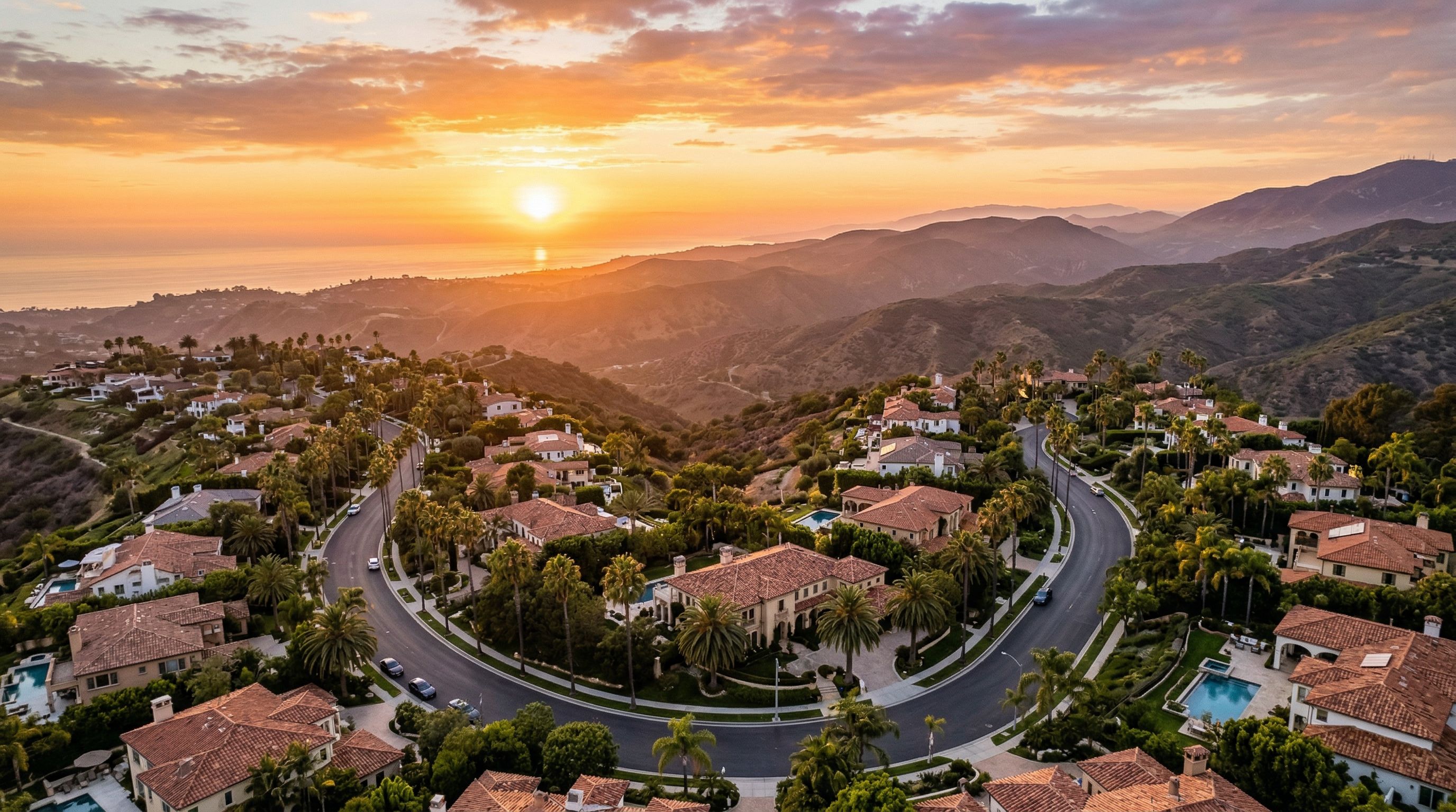 Aerial view of Southern California homes
